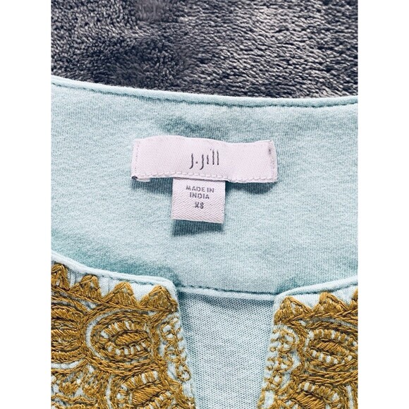 J. Jill Tank Top Women's Size XS Mint Green Gold Embroidered Sleeveless Boho - Picture 9 of 14